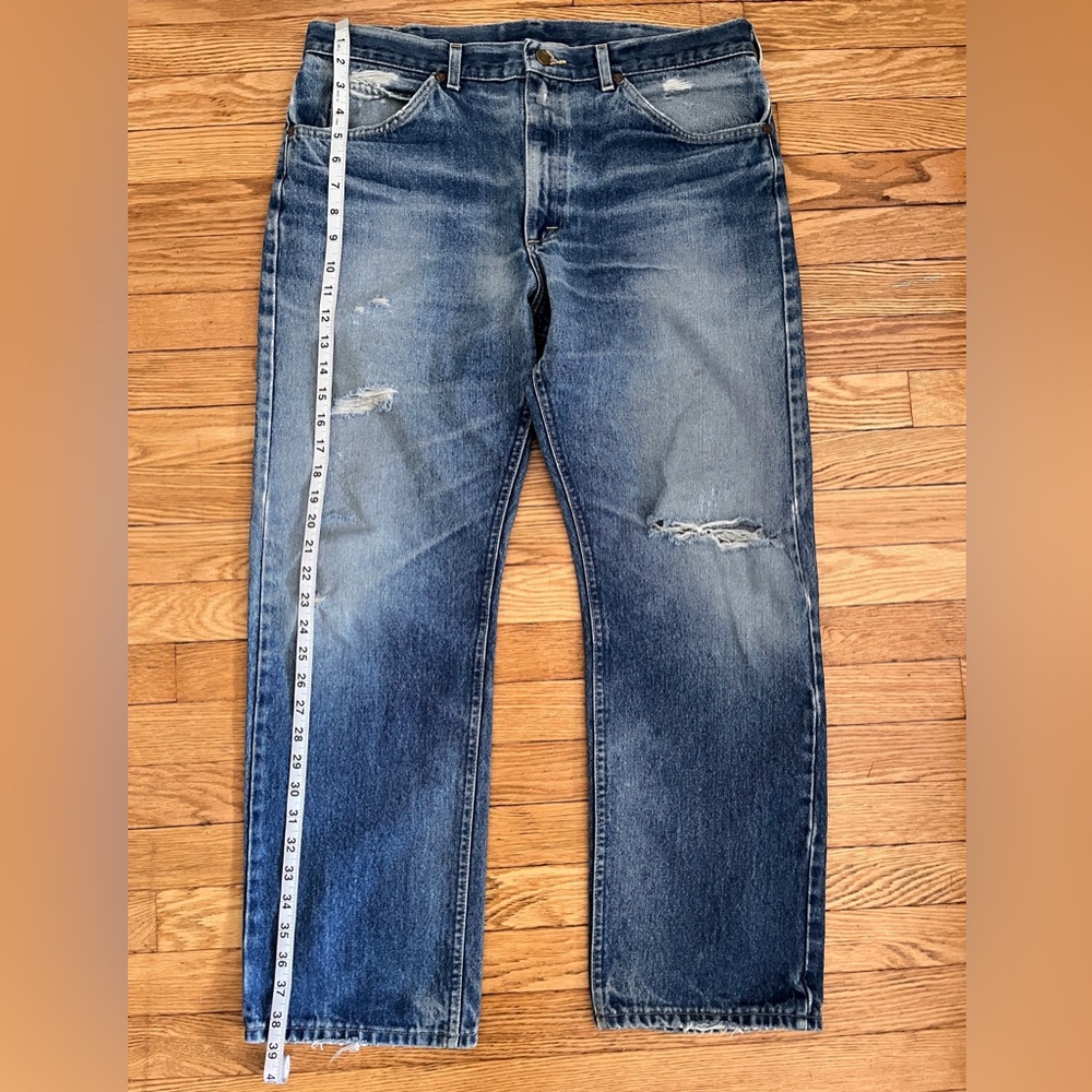 Vintage Lee Distressed Straight Leg Jeans 90s Style Size 38x30